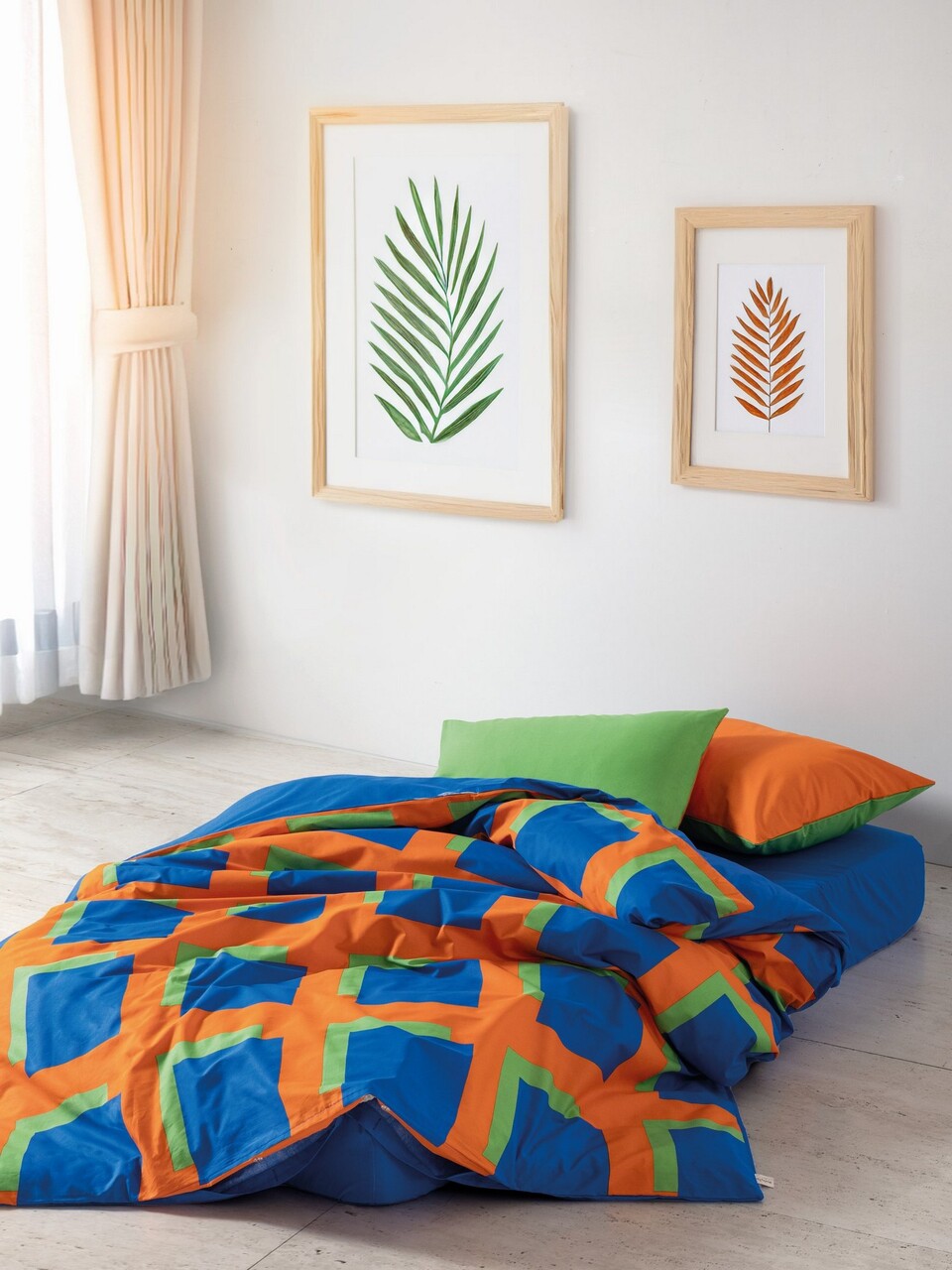 Lenjerie de pat dubla, L'essentiel Maison, Venus, Albastru / Verde / Portocaliu - imagine 5